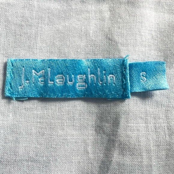 J McLaughlin Paris Linen Maxi Dress Geti Swirl Blue White Aqua Size S NEW - Picture 10 of 14